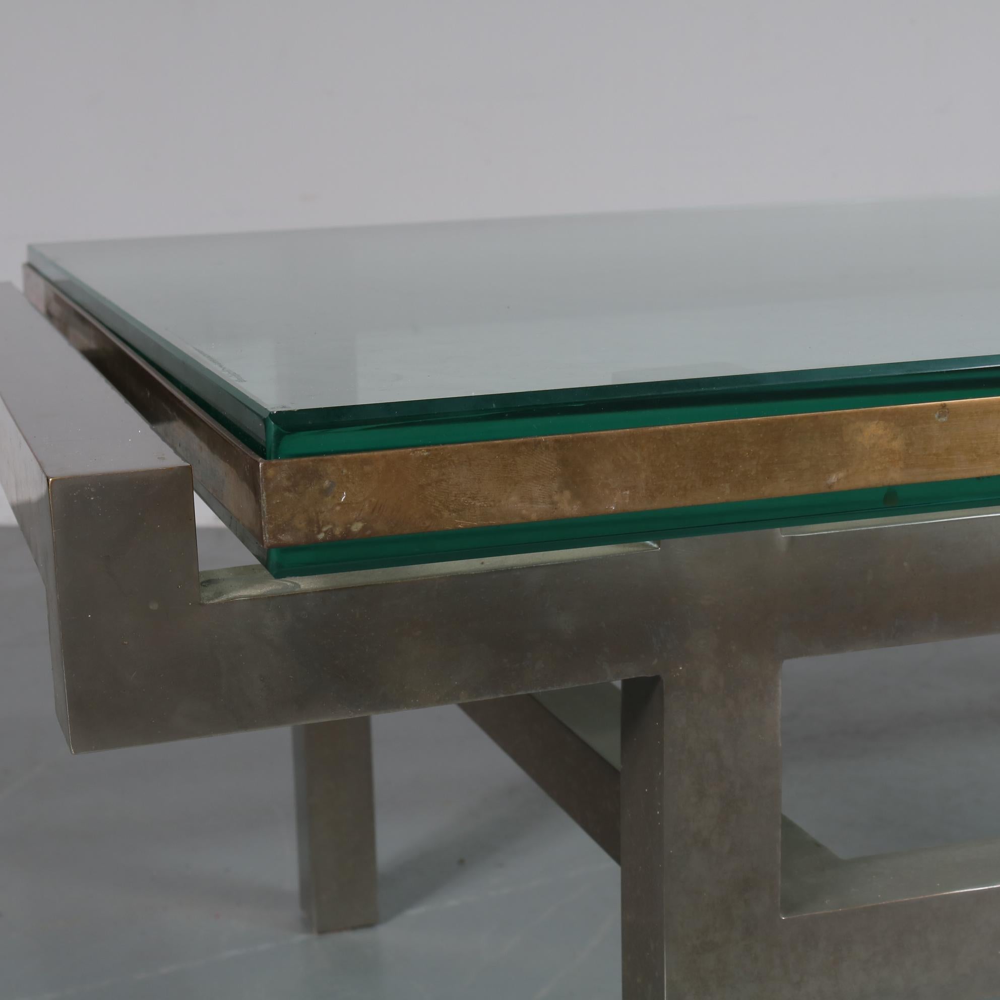 French Modernist Coffee Table in Steel and Brass, 1960 7