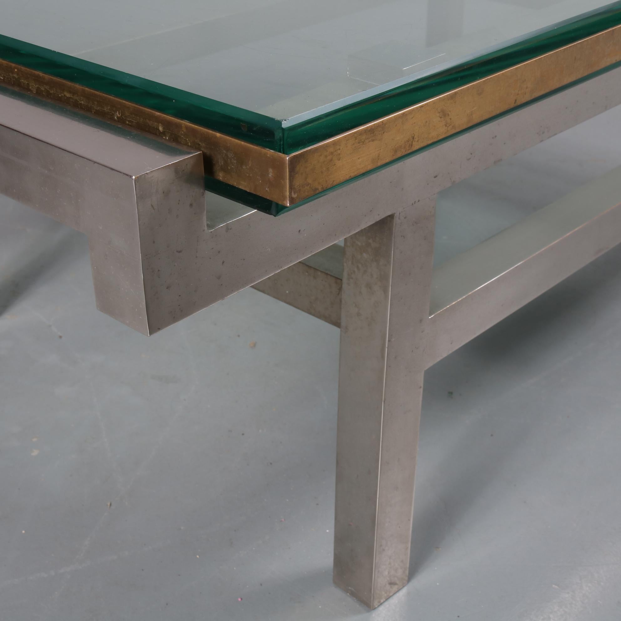 French Modernist Coffee Table in Steel and Brass, 1960 3