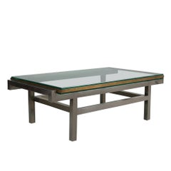 French Modernist Coffee Table in Steel and Brass, 1960