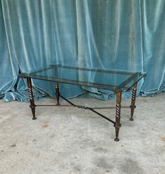 French Modernist Coffee Table with Twisted Iron Base