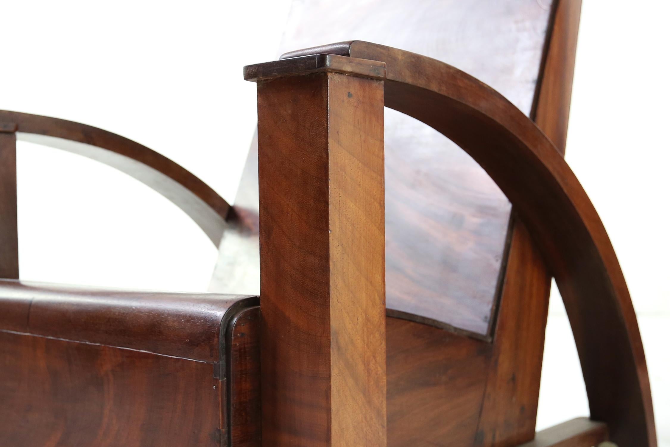 French Modernist Colonial Lounge Chairs in Mahogany, circa 1940s 5
