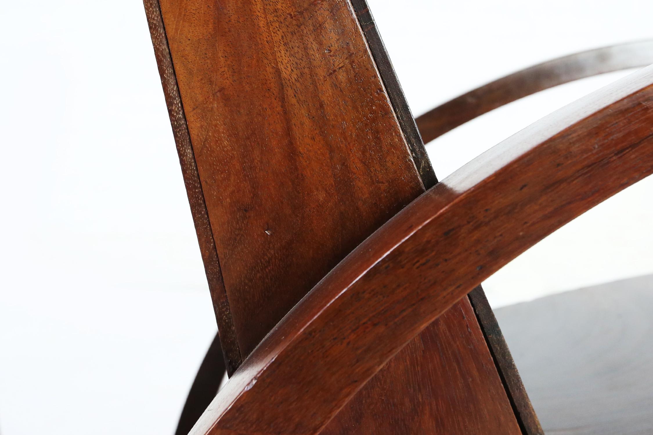 French Modernist Colonial Lounge Chairs in Mahogany, circa 1940s In Good Condition In Ghent, BE