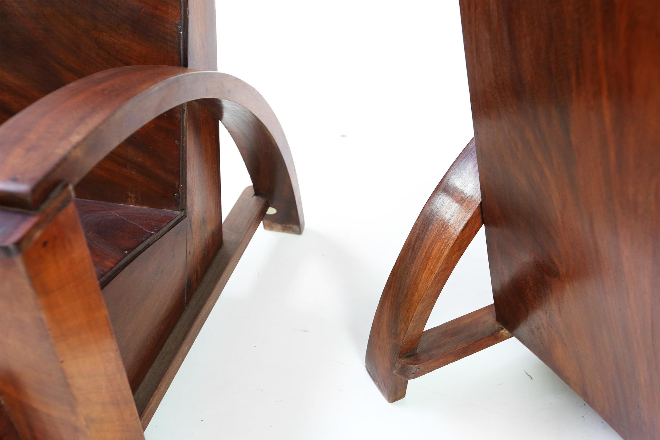 French Modernist Colonial Lounge Chairs in Mahogany, circa 1940s 1