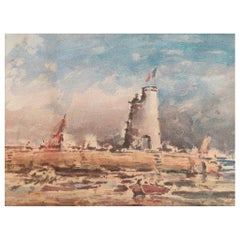 Französisches kubistisches Gemälde der Bretagne, Küstenszene der Moderne