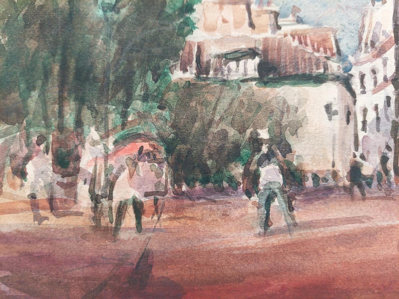 Altro Pittura cubista modernista francese, scena di strada parigina movimentata in vendita