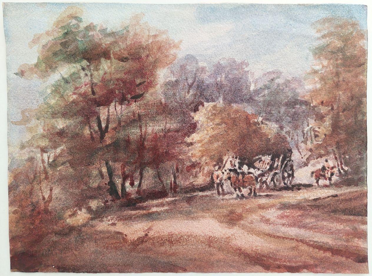 Country Scene with Horses and Cart
by Maurice Mazeilie (French, 1924-2021)
watercolor painting on artist paper, unframed
unsigned
stamped verso

painting: 11 inches x 14.8 inches

A delightful original painting by the 20th century French