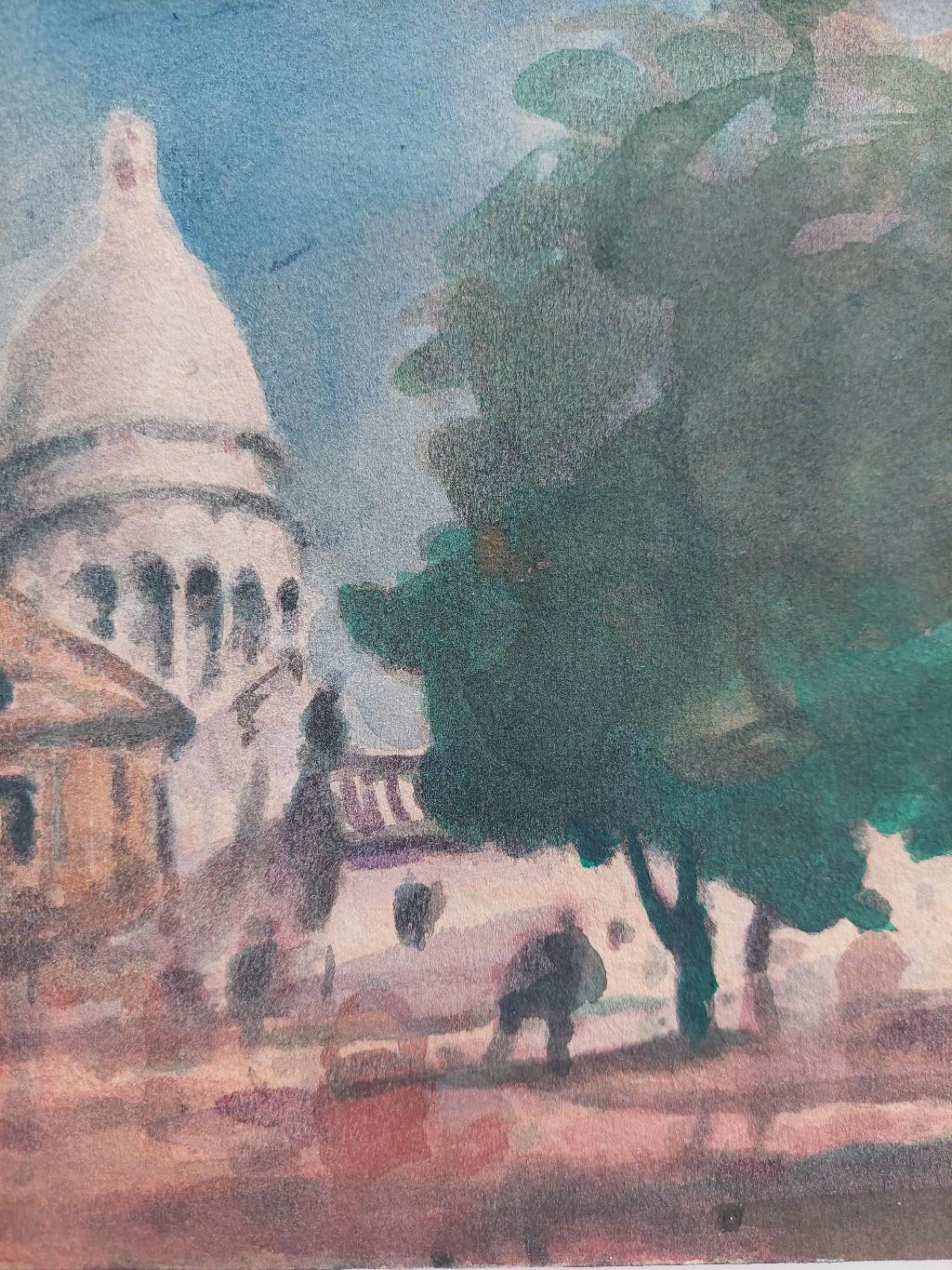 French Modernist Cubist Painting Montmartre Paris For Sale 1