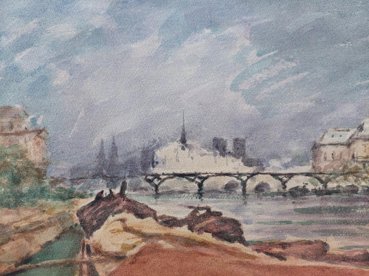 Pintura cubista modernista francesa Río Sena París Francés en venta