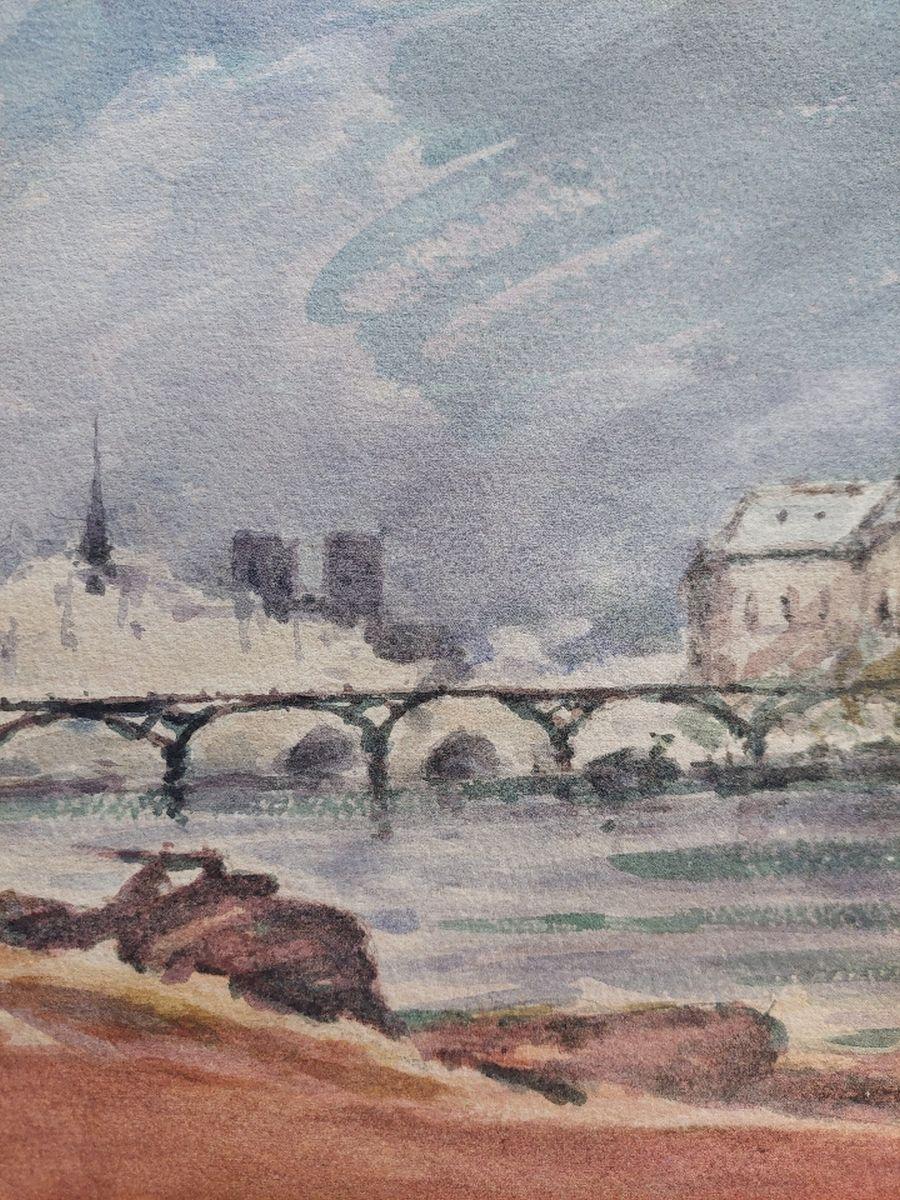 Français Peinture cubiste française moderniste de la rivière Seine Paris en vente