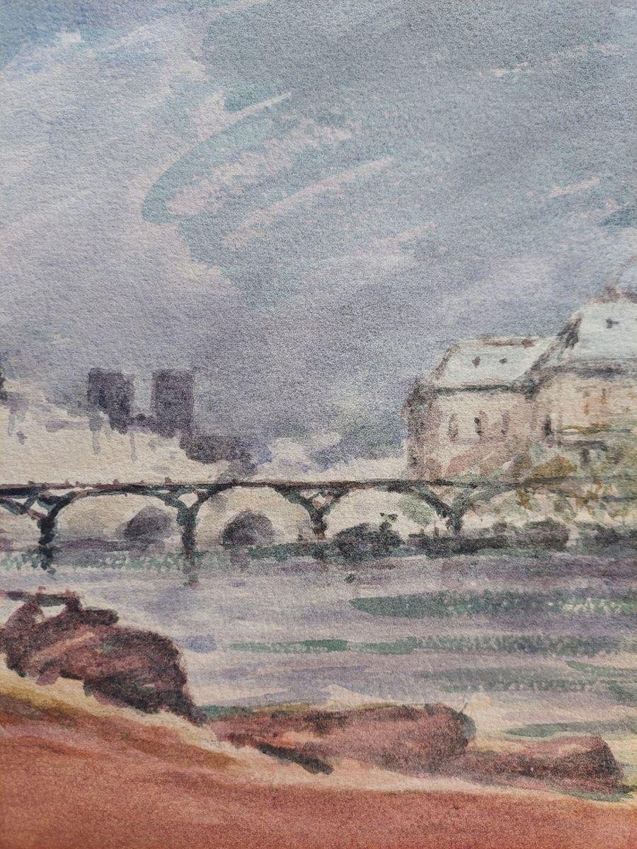Peinture cubiste française moderniste de la rivière Seine Paris Bon état - En vente à Cirencester, GB