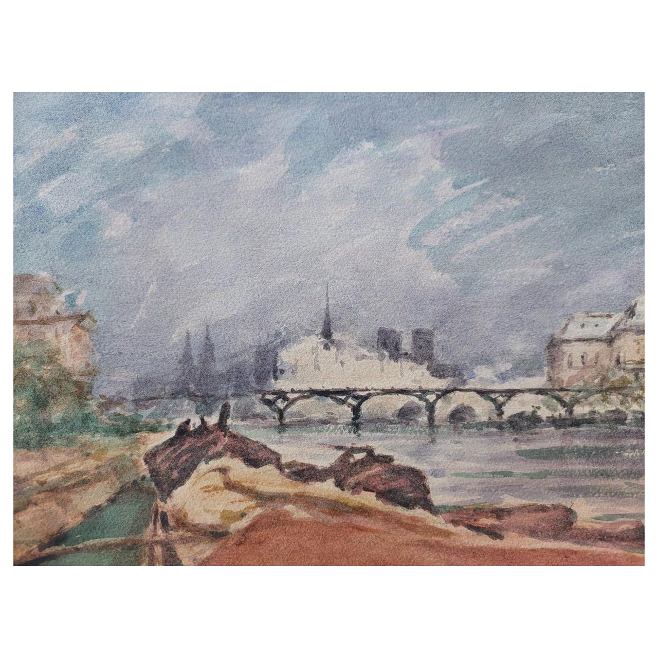 Französisches kubistisches Gemälde der Moderne, Fluss Seine Paris