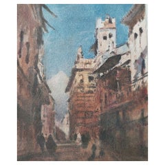 Quadro cubista modernista francese Via d'estate in ombra