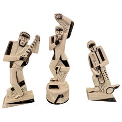 Vintage French Modernist Cubist Trio of Musicians Designed by Primavera