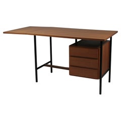 French modernist desk in wood and metal, 1950s