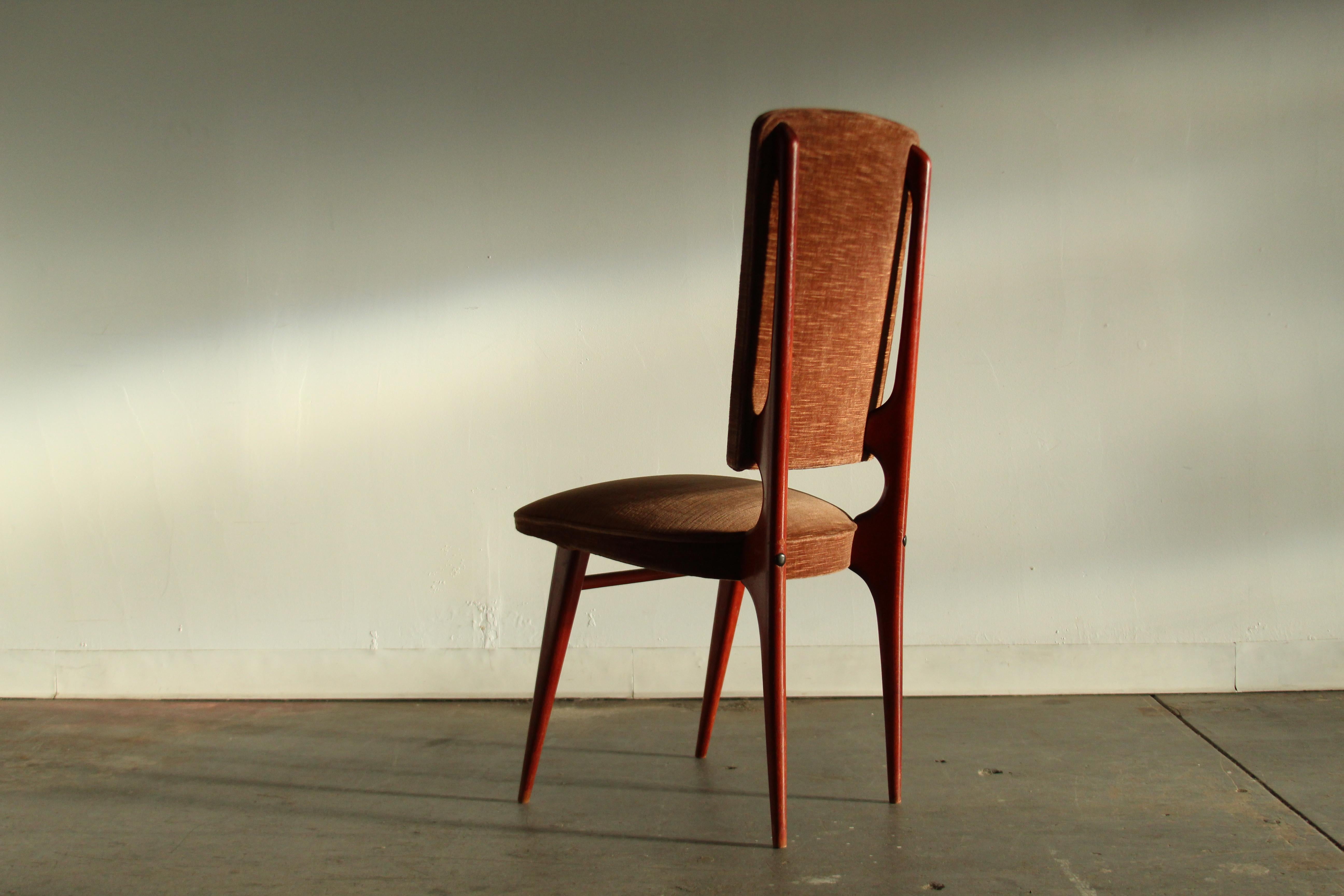 French Modernist Dining Chairs by Maison Stella, Set of 6, 1950s For Sale 4