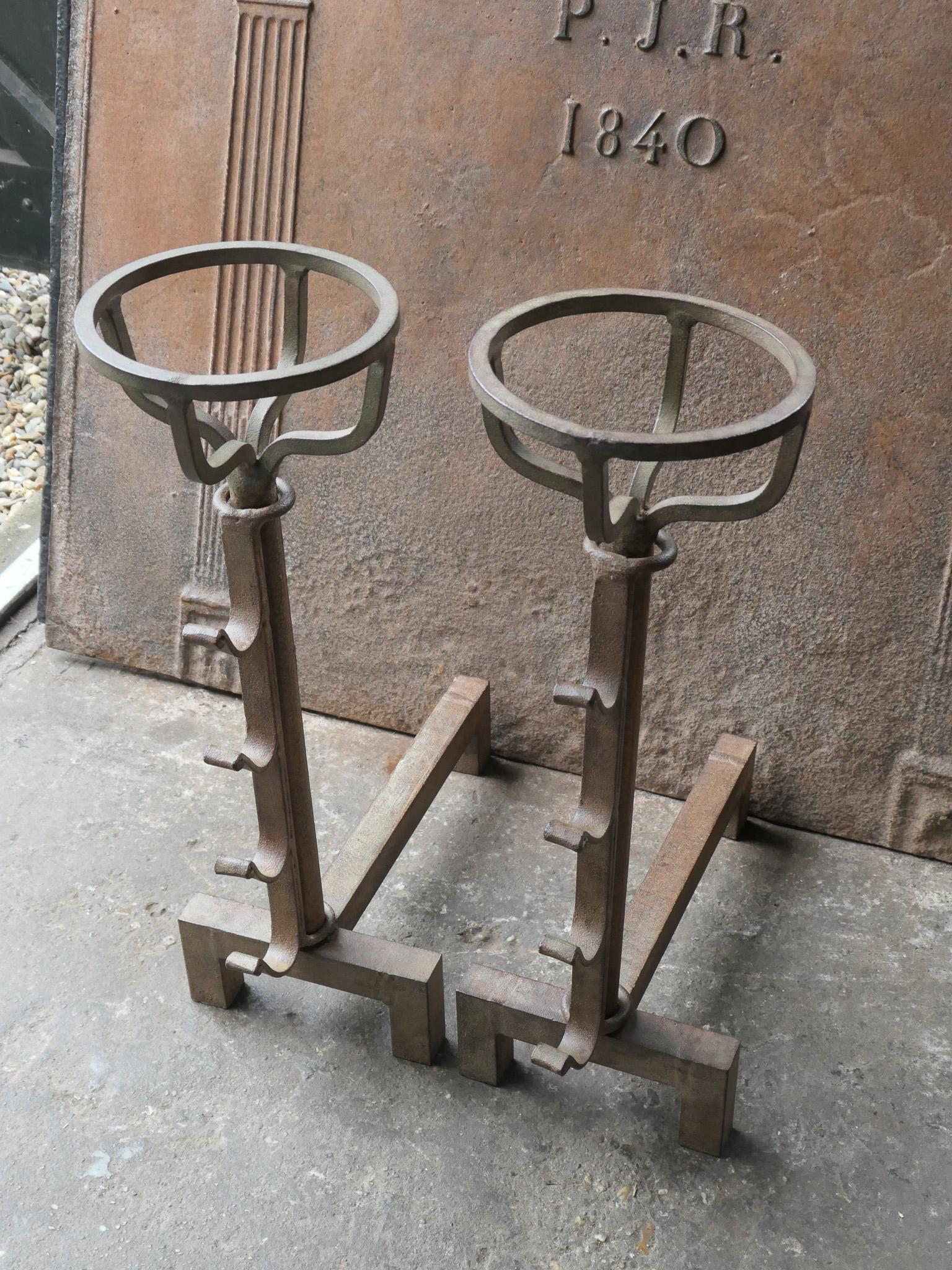 French Modernist Firedogs or Andirons, 20th Century For Sale 2