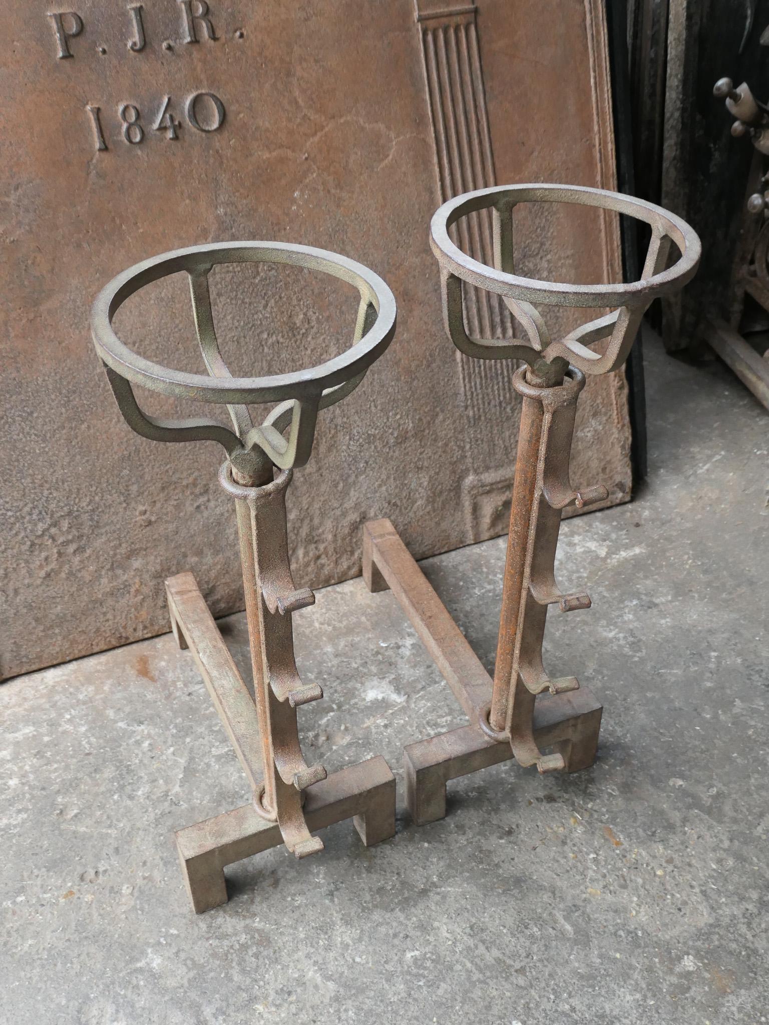 French Modernist Firedogs or Andirons, 20th Century For Sale 3