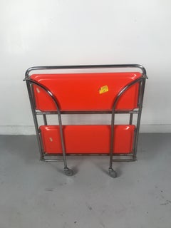 French Modernist Folding Serving Table, Bar Cart, Drinks Trolley