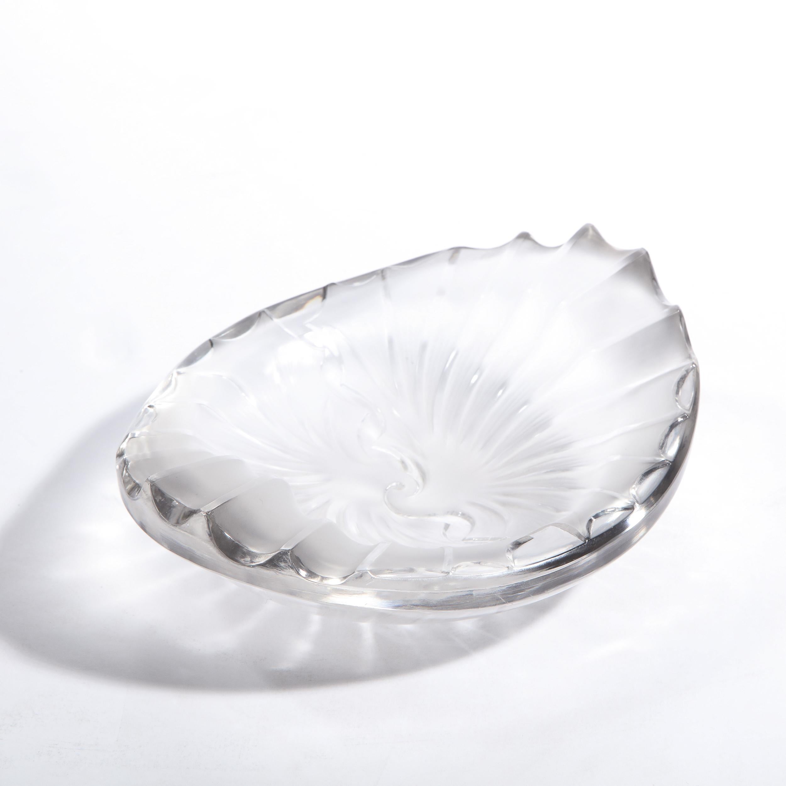 French Modernist Frosted & Translucent Crystal Decorative Bowl by Lalique 6