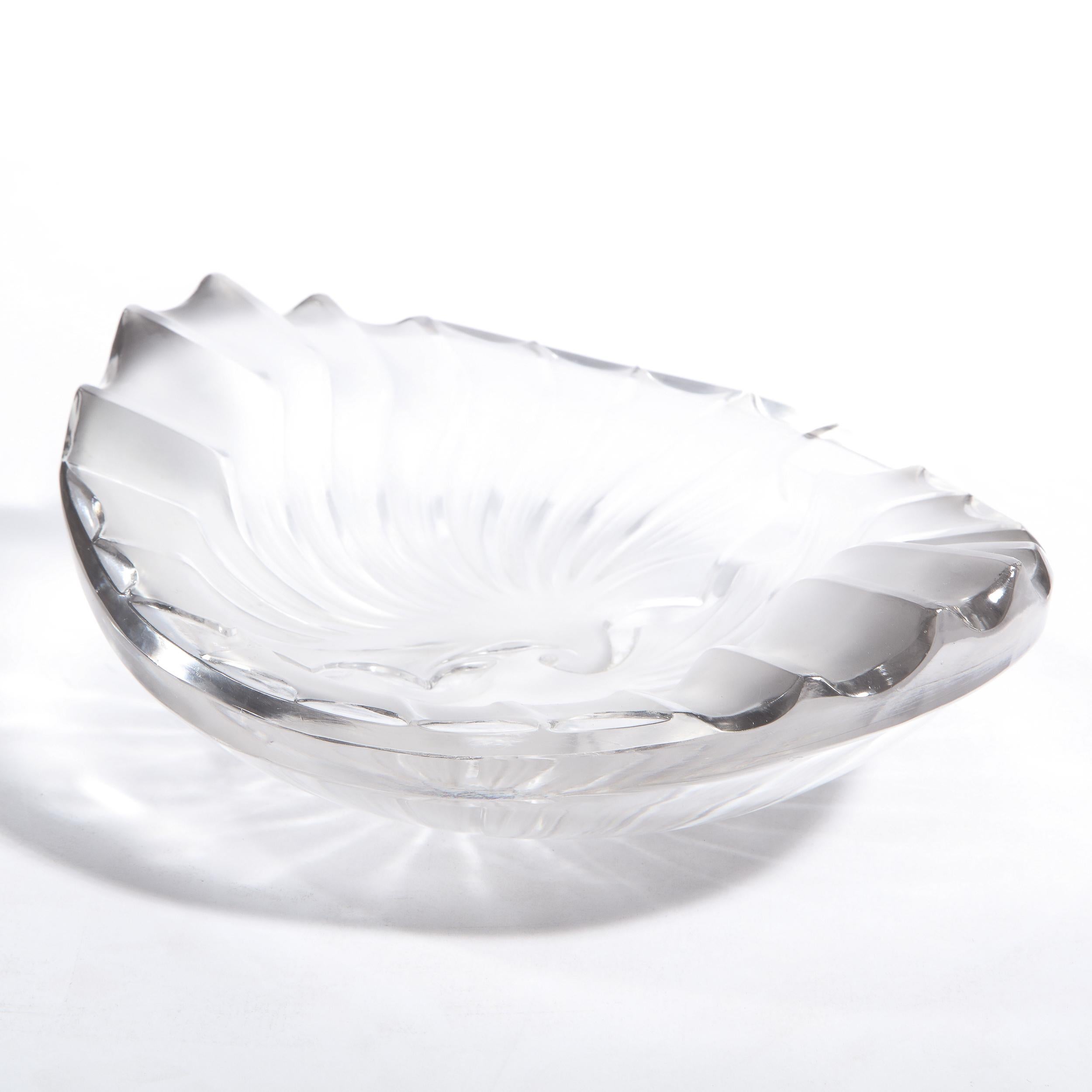French Modernist Frosted & Translucent Crystal Decorative Bowl by Lalique 7