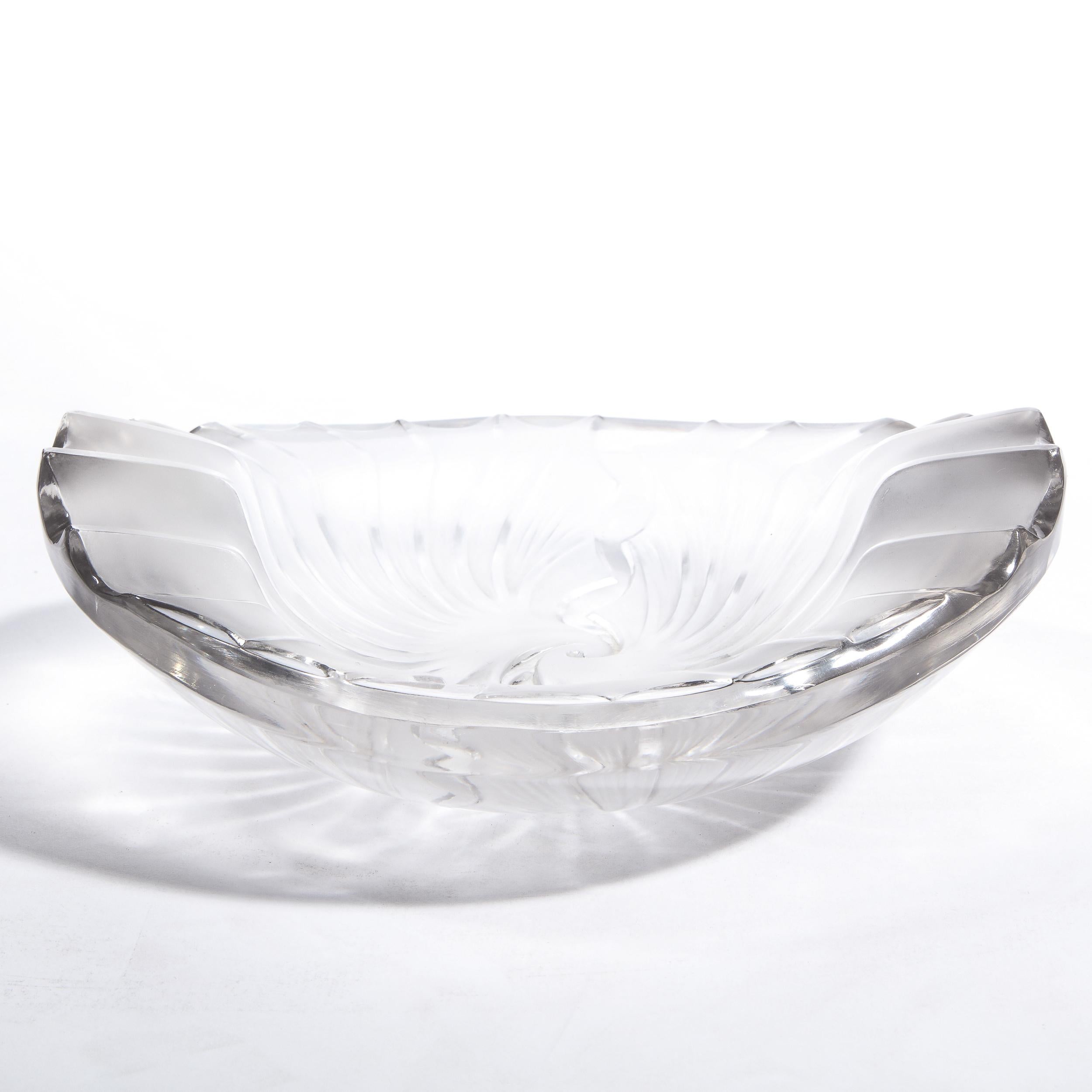 French Modernist Frosted & Translucent Crystal Decorative Bowl by Lalique 8