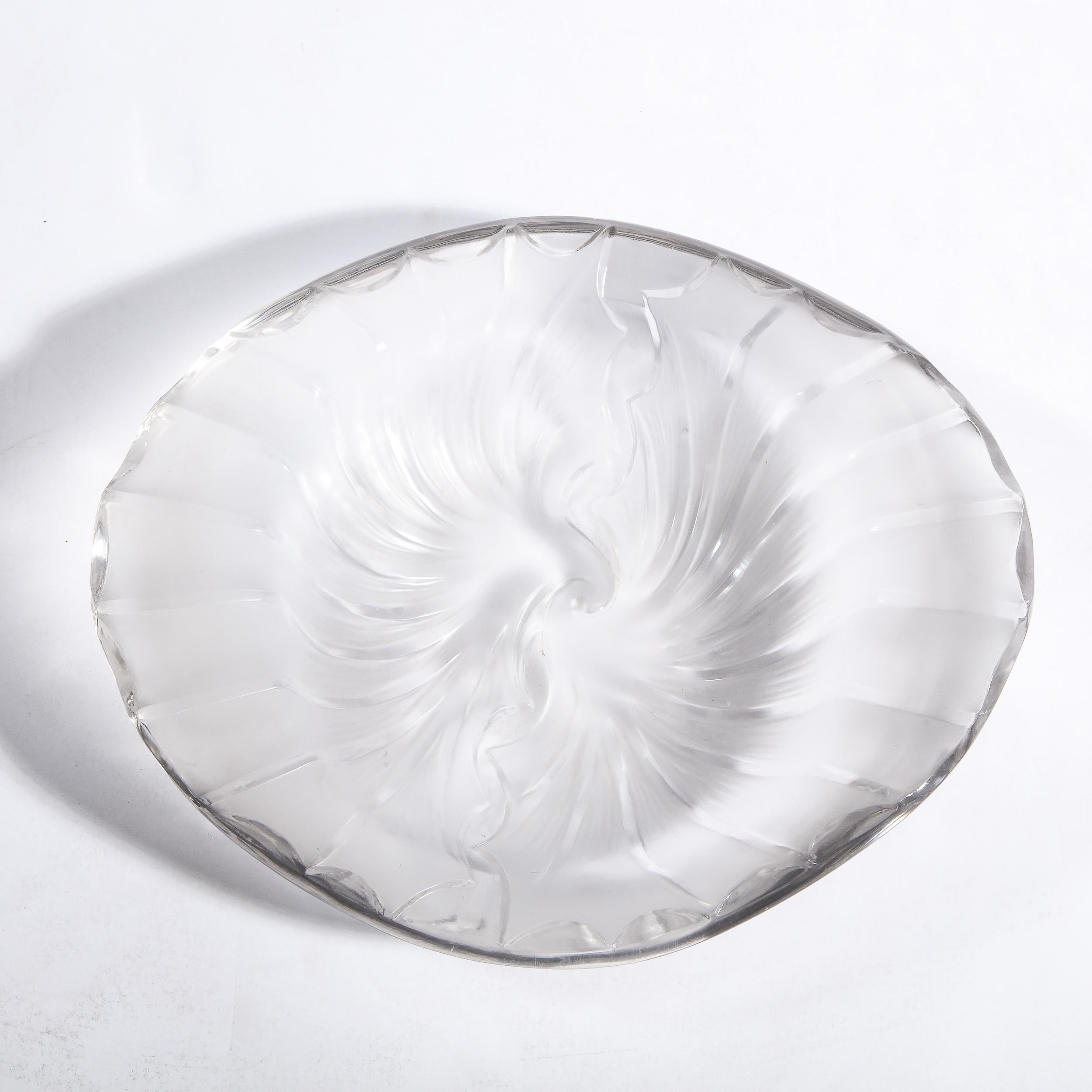 French Modernist Frosted & Translucent Crystal Decorative Bowl by Lalique 9