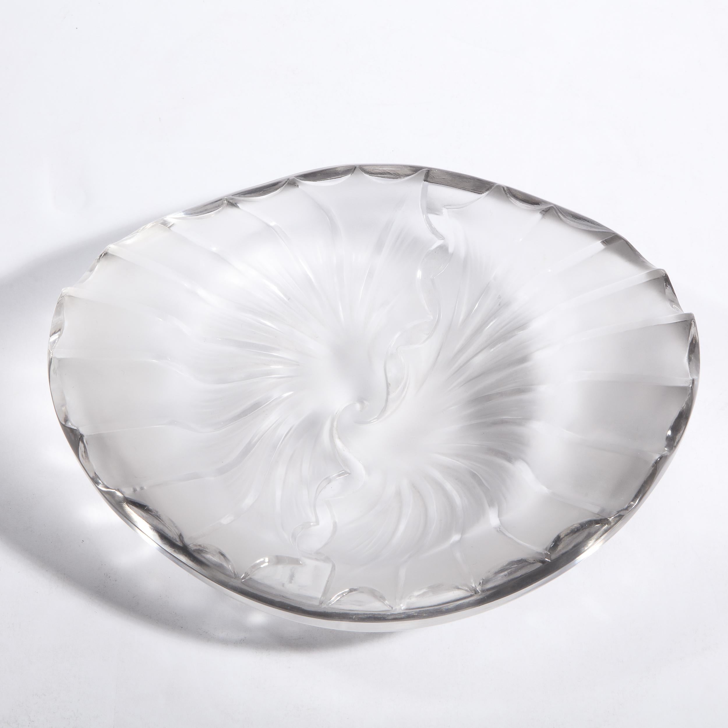 French Modernist Frosted & Translucent Crystal Decorative Bowl by Lalique 4
