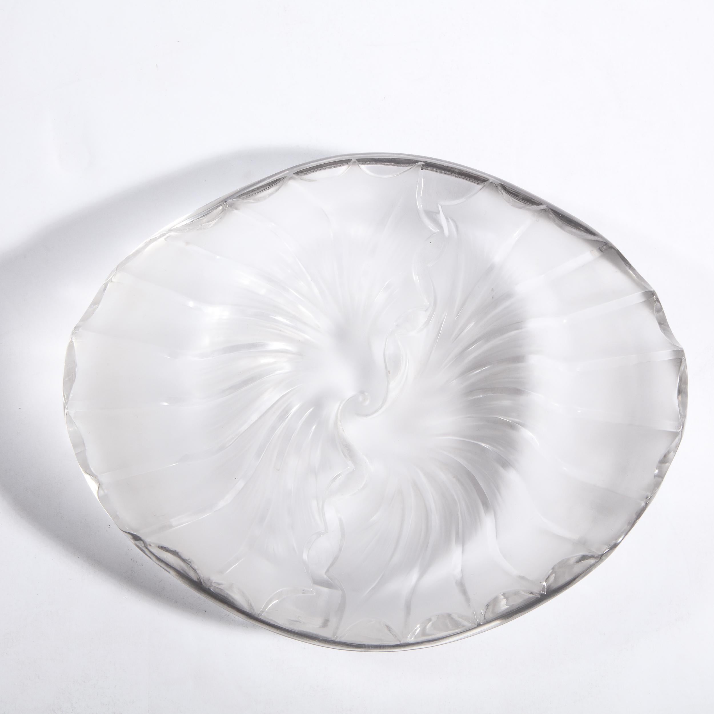 French Modernist Frosted & Translucent Crystal Decorative Bowl by Lalique 5