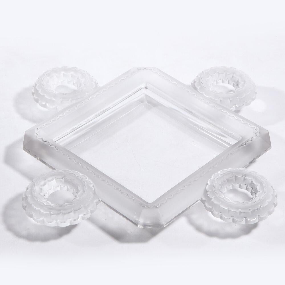 French Modernist Frosted & Translucent Crystal Decorative Tray by Lalique 8
