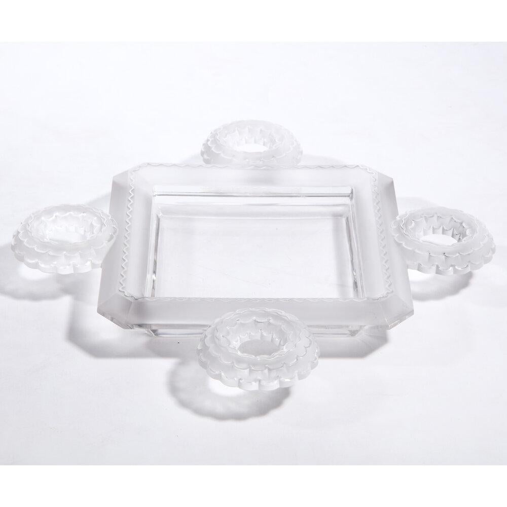 French Modernist Frosted & Translucent Crystal Decorative Tray by Lalique 9
