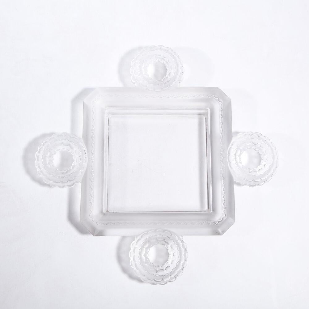 French Modernist Frosted & Translucent Crystal Decorative Tray by Lalique 10