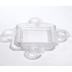French Modernist Frosted & Translucent Crystal Decorative Tray by Lalique