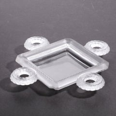 French Modernist Frosted & Translucent Crystal Decorative Tray by Lalique