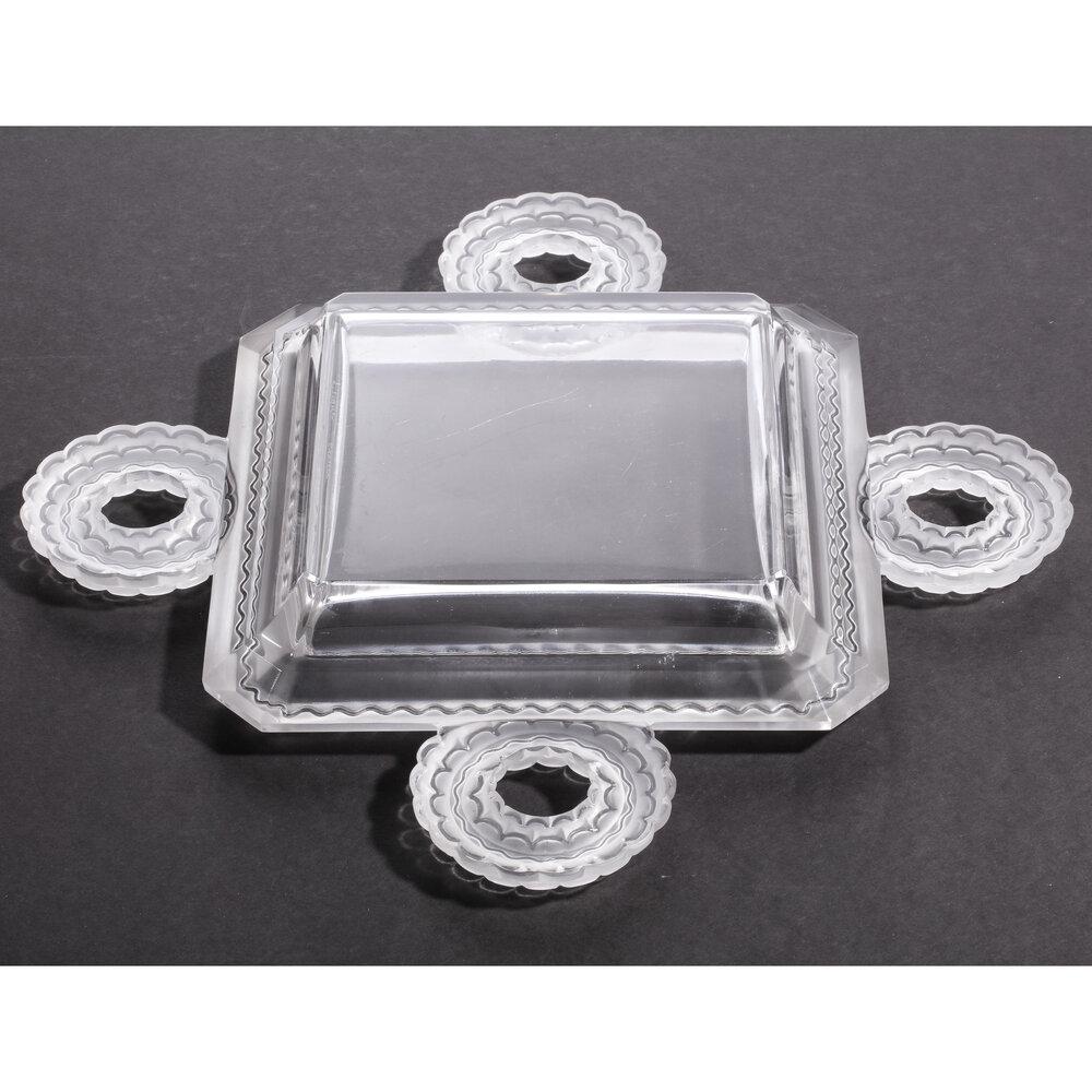 French Modernist Frosted & Translucent Crystal Decorative Tray by Lalique 3