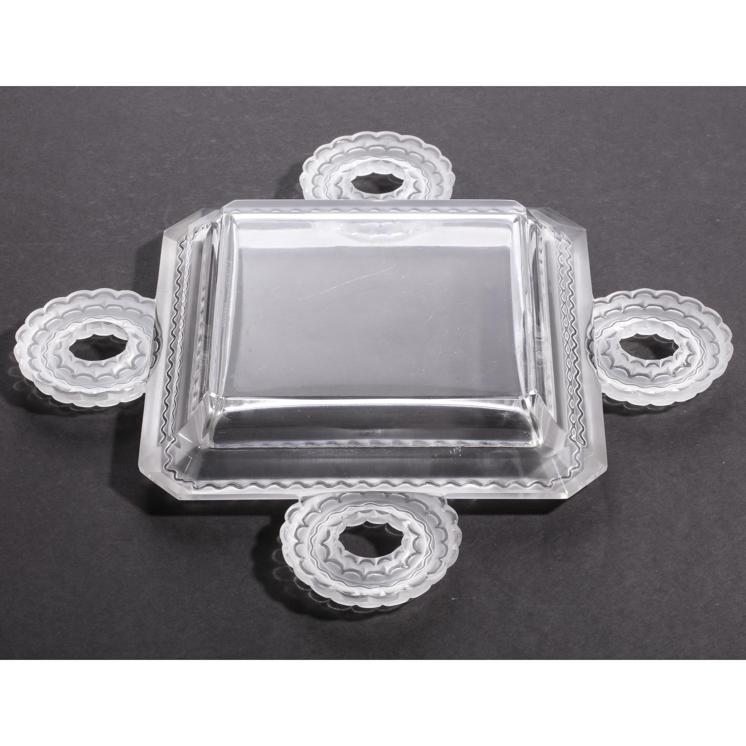 French Modernist Frosted & Translucent Crystal Decorative Tray by Lalique 5