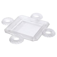 French Modernist Frosted & Translucent Crystal Decorative Tray by Lalique