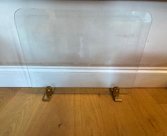 French Modernist glass and bronze fire screen