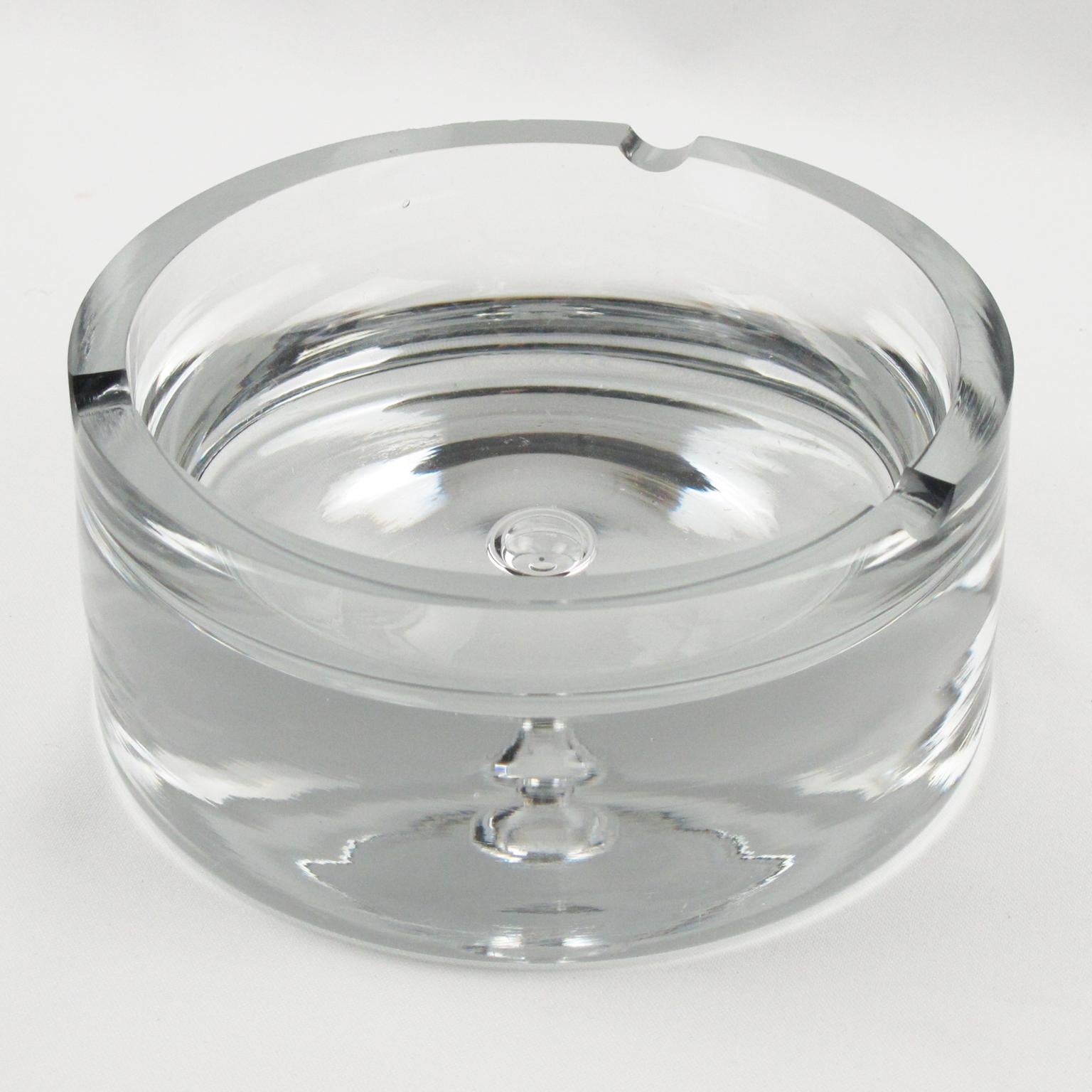 Mid-20th Century French Modernist Glass Cigar Ashtray Tidy Desk Accessory, 1950s