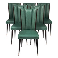 French Modernist Green Dining Chairs