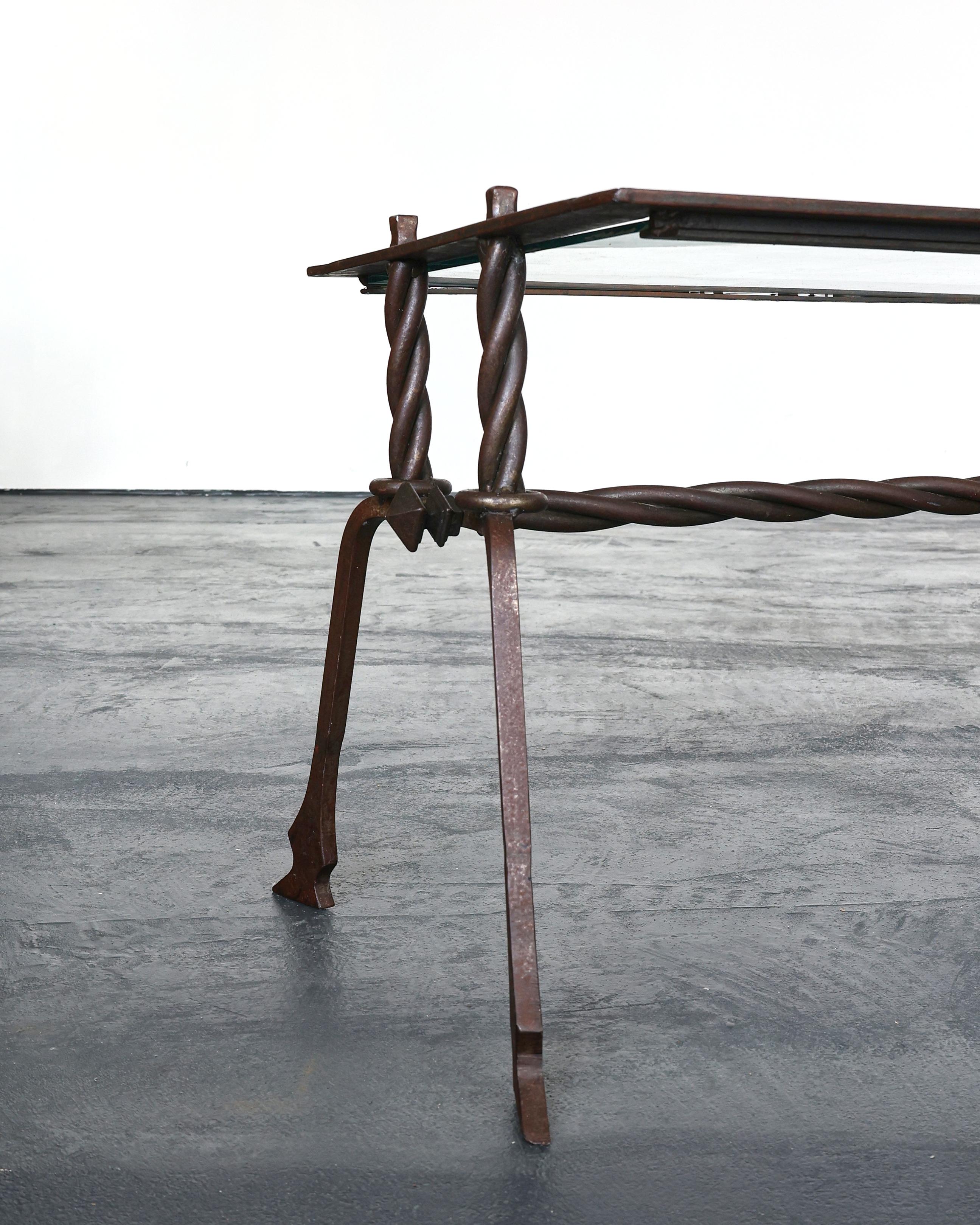 Mid-20th Century French Modernist Iron & Glass Coffee Table For Sale