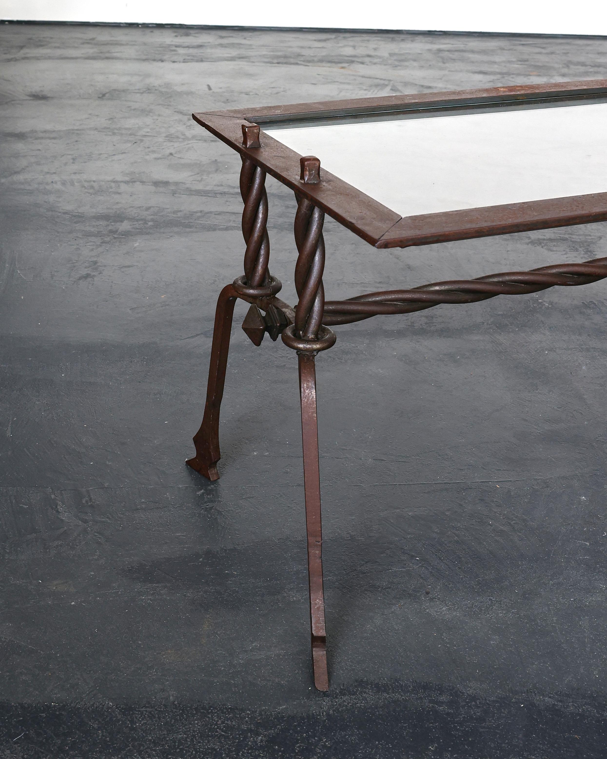 French Modernist Iron & Glass Coffee Table For Sale 1