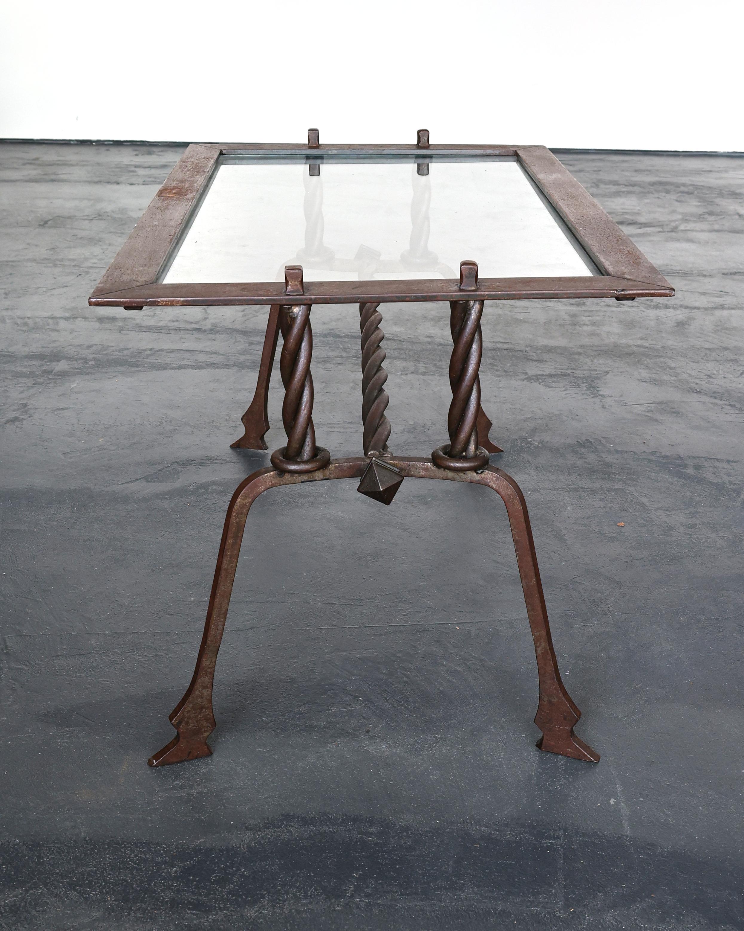 French Modernist Iron & Glass Coffee Table For Sale 2