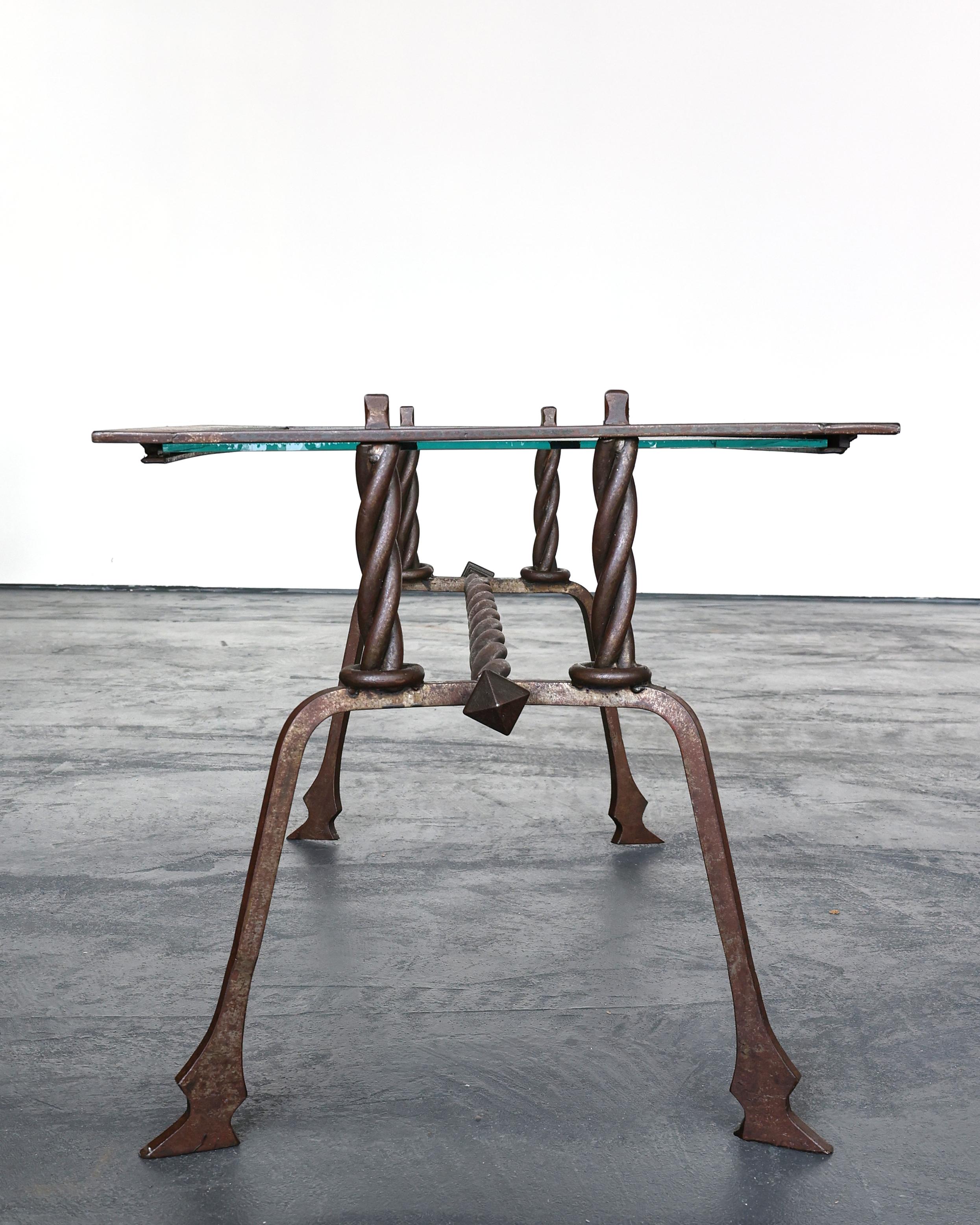 French Modernist Iron & Glass Coffee Table For Sale 3