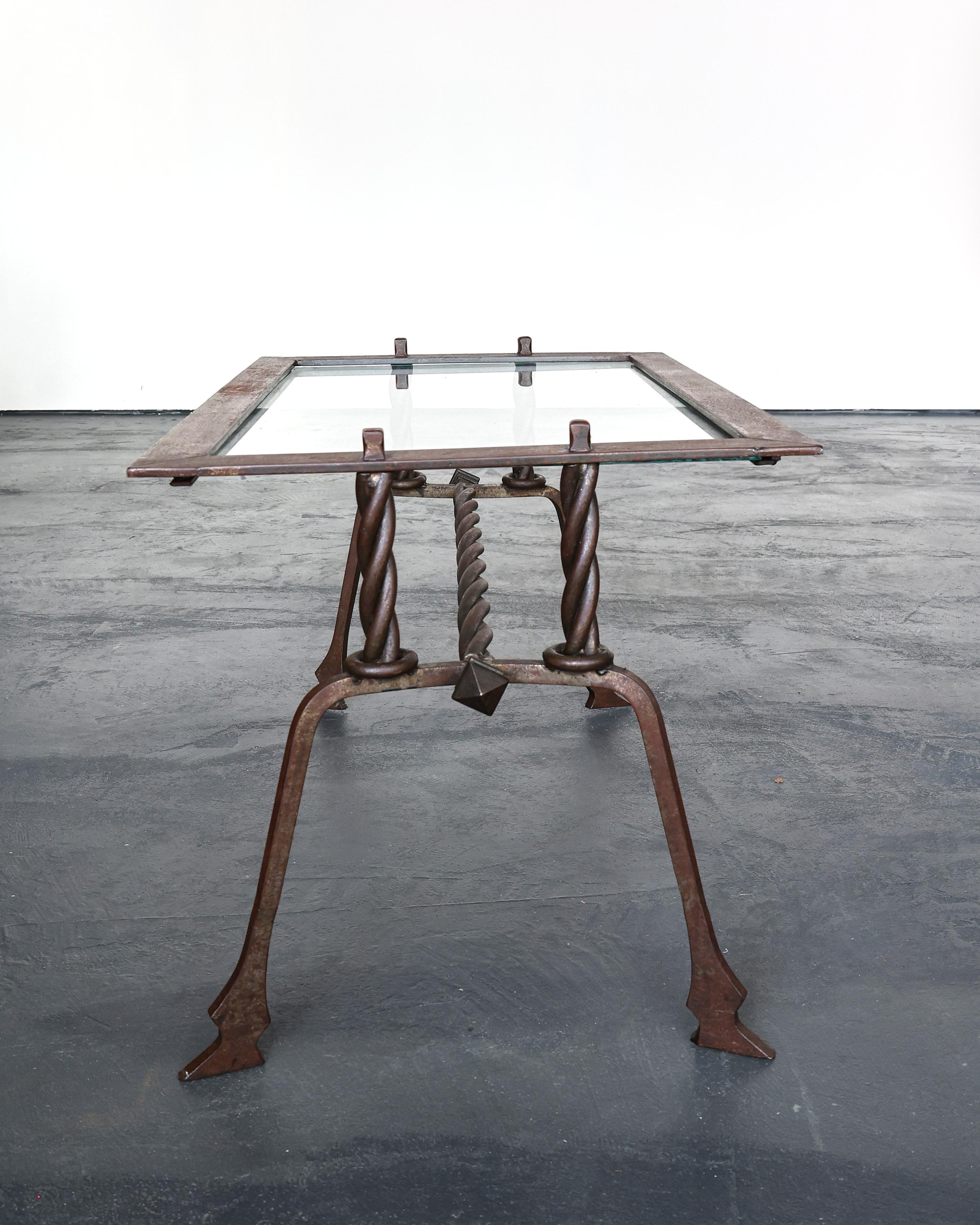French Modernist Iron & Glass Coffee Table For Sale 4