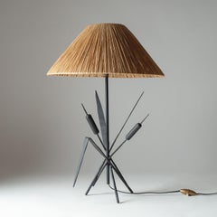 Französische modernistische Eisen-Tischlampe, 1960er Jahre
