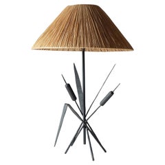 French Modernist Iron Table Lamp, 1960s