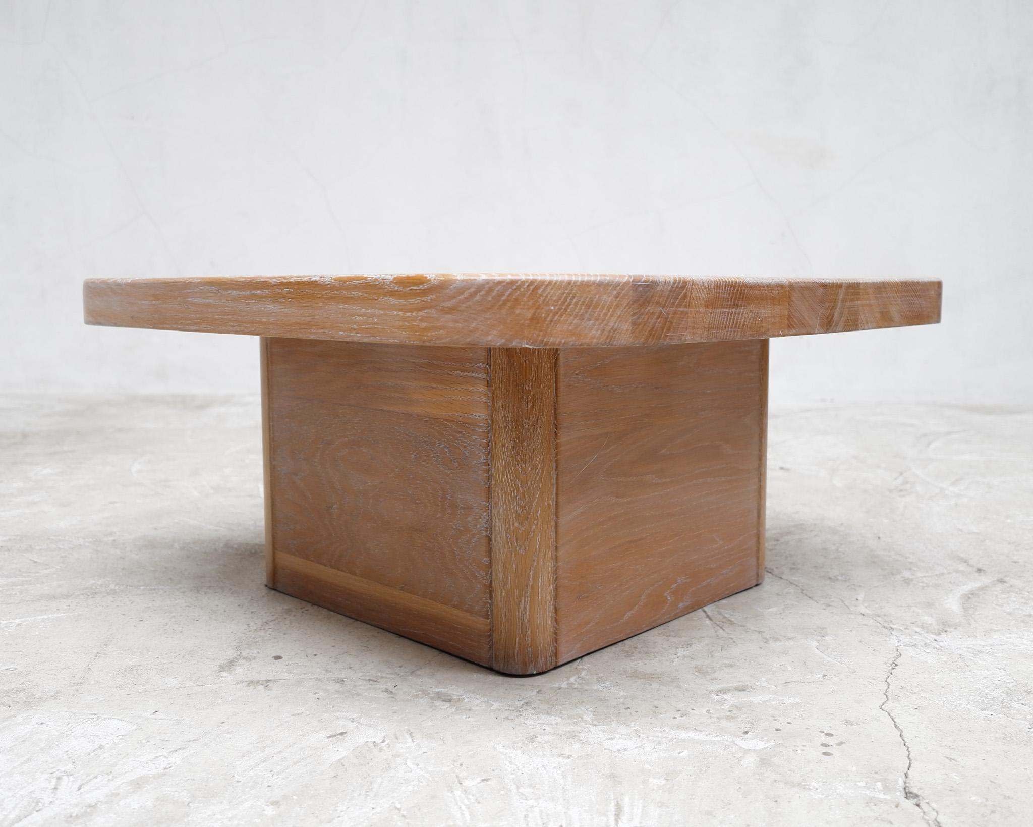 French Modernist Limed Oak Coffee Table For Sale 1