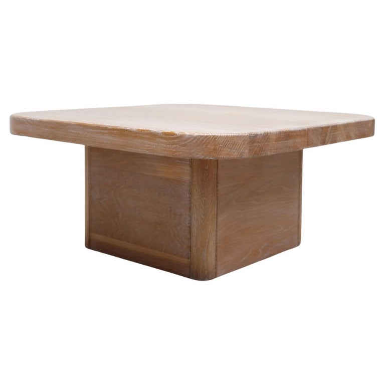 French Modernist Limed Oak Coffee Table For Sale at 1stDibs