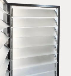 French Modernist Art Deco Metal Louvered Glass Screen