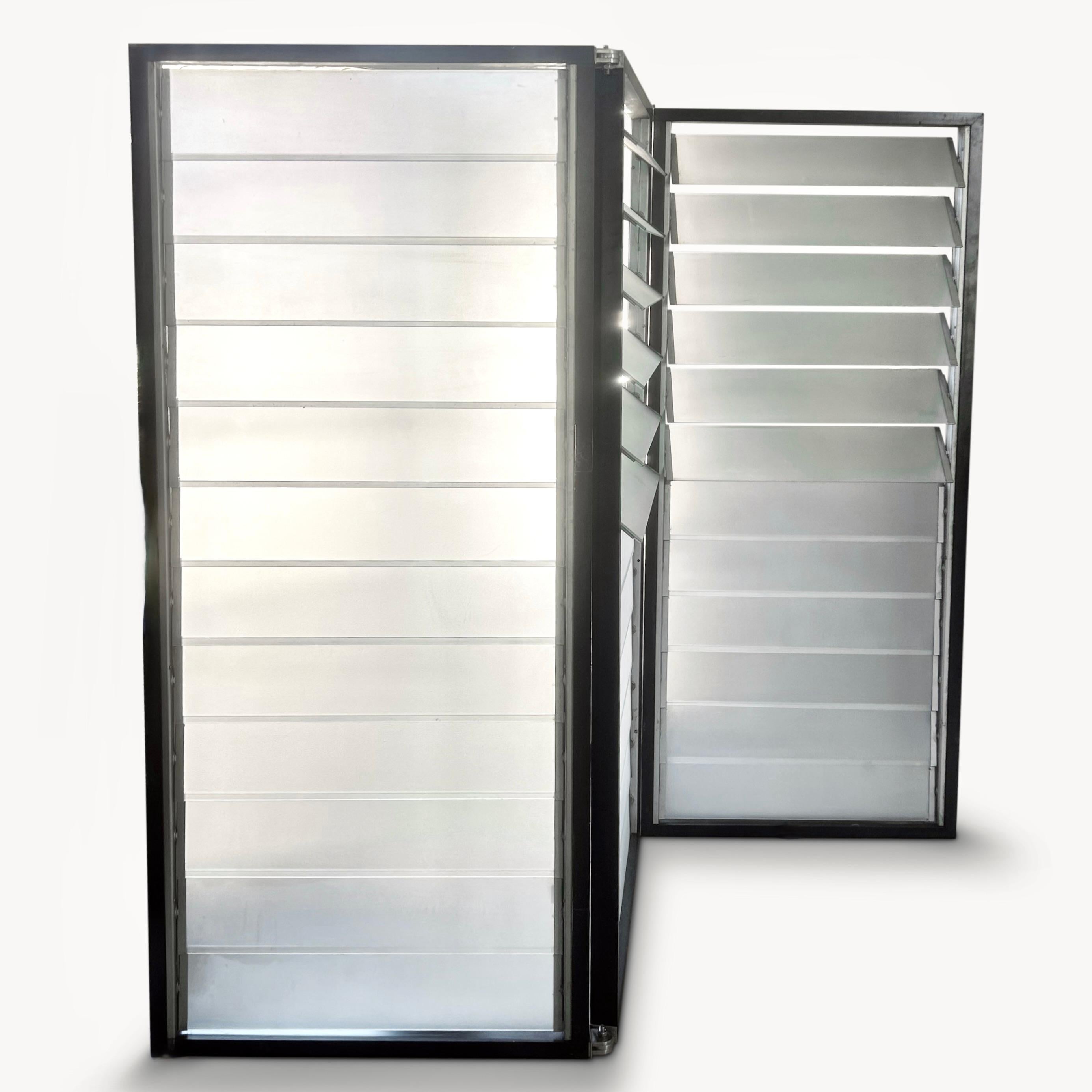 Mid-Century Modern French Modernist Louvered Glass Screen in the style of Jean Prouve For Sale